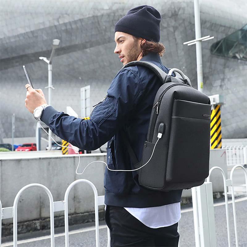 Arctic Hunter 21L Slim Laptop Shoulder Backpack for Men and Women - Water-Resistant, Built-in USB Daypack for Travel (B00218)