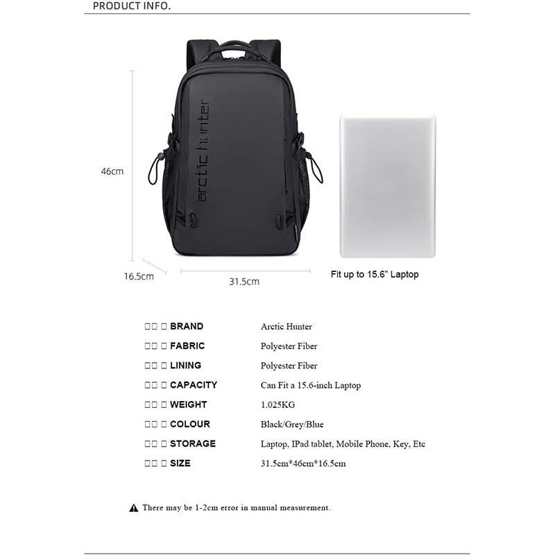 Arctic Hunter Lightweight Premium Shoulder Backpack 15.6 Inch Water-Resistant Laptop Daypack for Men and Women, B00530
