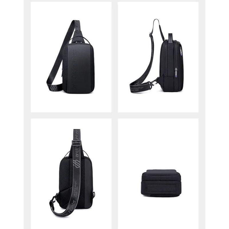 Arctic Hunter Crossbody Sling Bag - Water-Resistant Synthetic PU Unisex Small Shoulder Bag for Business, Travel, and Outdoor Shopping, Model XB00541 Black