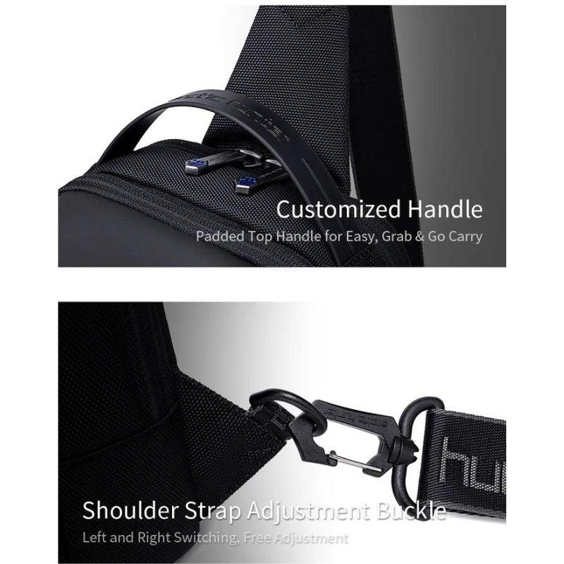 Arctic Hunter Crossbody Sling Bag - Water-Resistant Synthetic PU Unisex Small Shoulder Bag for Business, Travel, and Outdoor Shopping, Model XB00541 Black