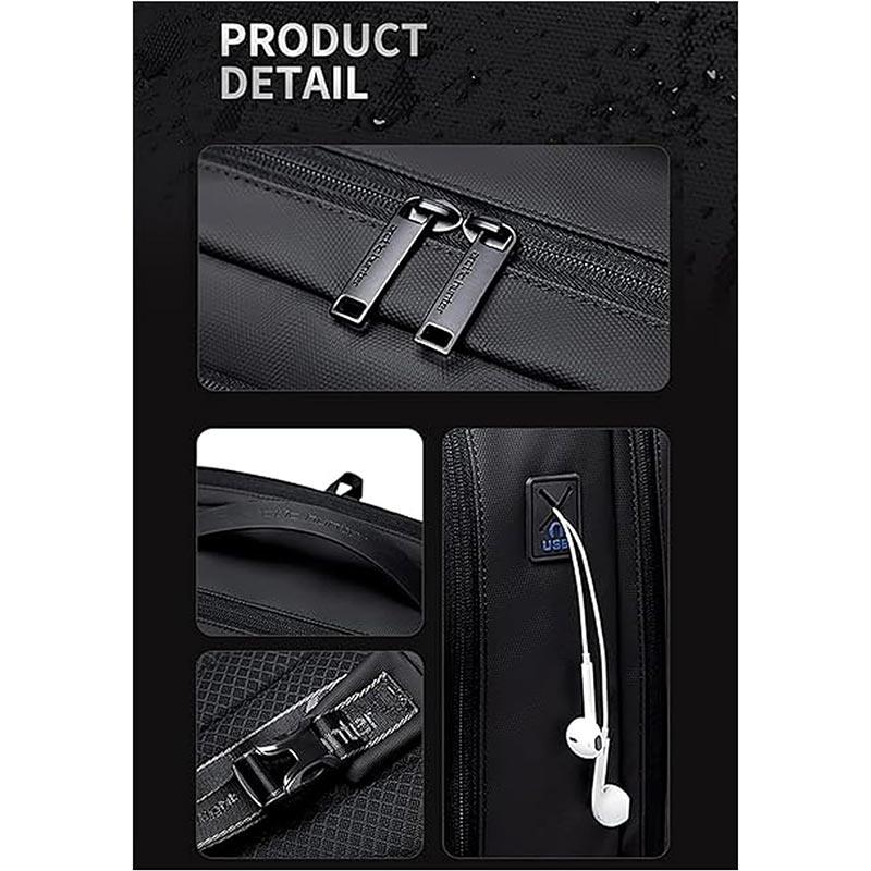 Arctic Hunter Semi Hard Expandable Laptop Backpack with Built in TSA lock and USB port Water Resistant 15.6 inch Unisex Gaming Backpack for Travel, Office and Business, B00487