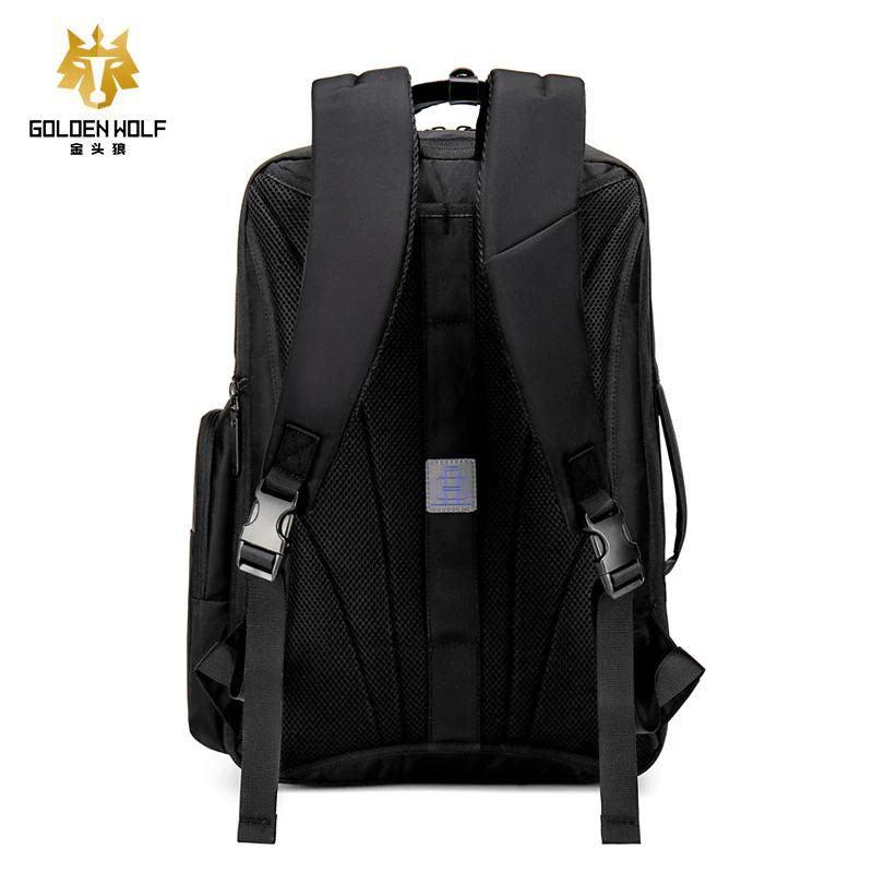 Arctic Hunter Golden Wolf 17-Inch Water-Resistant Anti-Theft Travel Daypack with USB Port and Combination Lock for Unisex, Model GB00397 Black