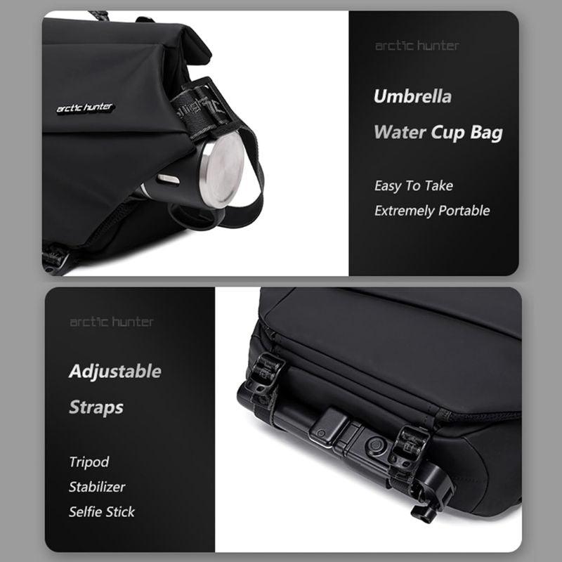 Arctic Hunter Small Cross Body Waist Bag for Men and Women - Adjustable Buckle, Water-Resistant Shoulder Bag for Travel & Hiking, YB00046 Black