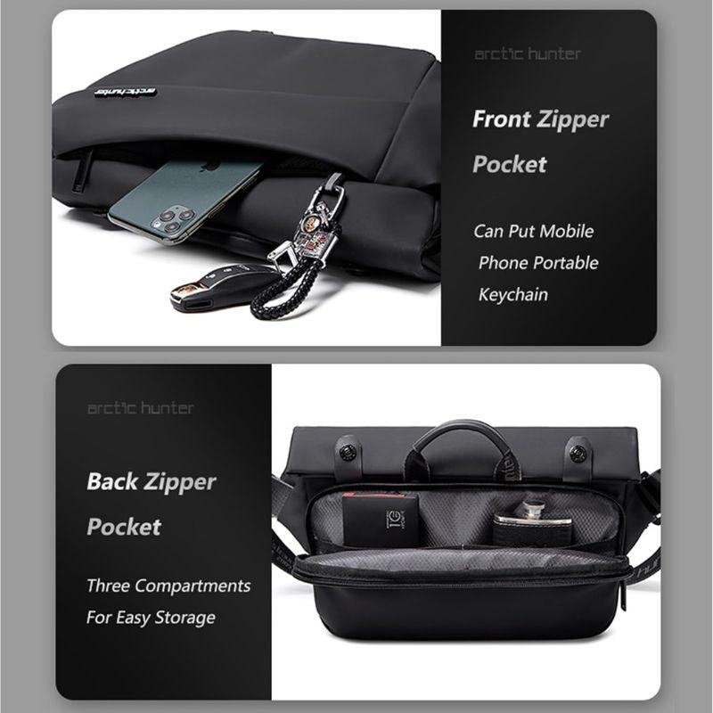 Arctic Hunter Small Cross Body Waist Bag for Men and Women - Adjustable Buckle, Water-Resistant Shoulder Bag for Travel & Hiking, YB00046 Black
