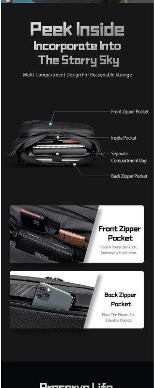 Arctic Hunter Hard Shell Cross-Body Waist Bag - Water Resistant, Anti-Theft Chest Bag for Outdoor, Travel, Business & Daily Use for Men, Model Y00013 Black